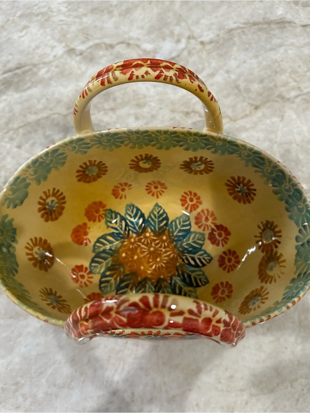 Vintage Italian Hand Painted Ceramic Basket